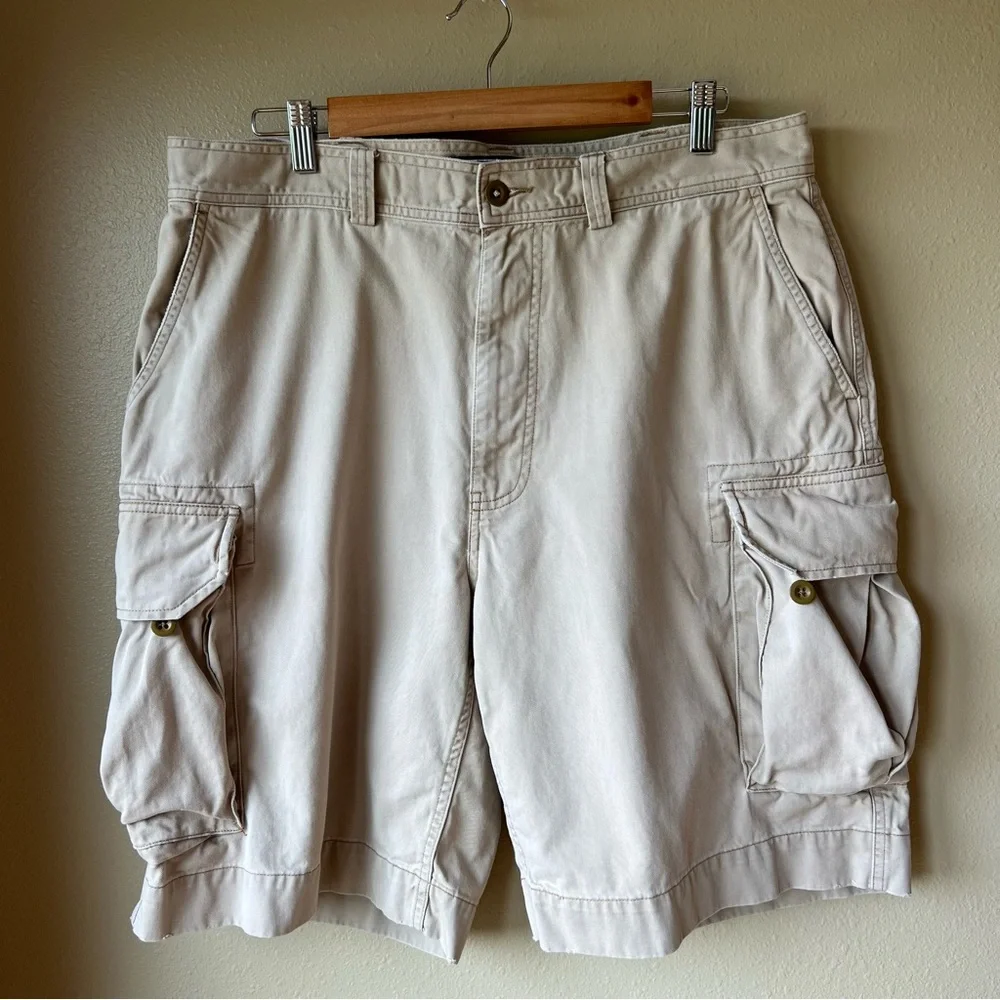 Polo By Ralph Lauren Cargo Shorts Men’s 36 Beige 10” Inseam Vintage Baggy Cotton